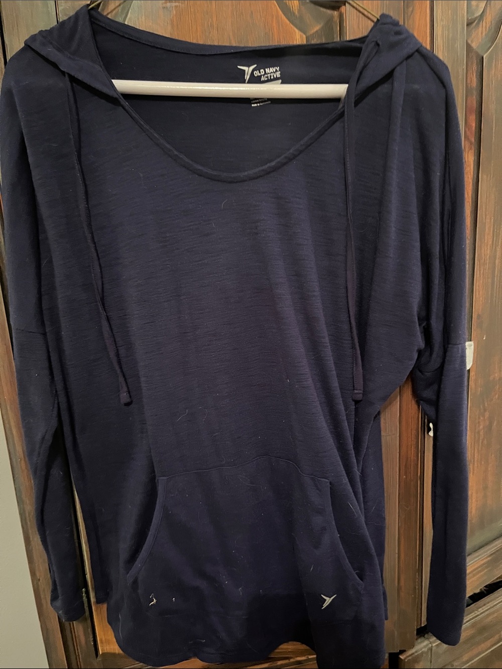Old Navy Navy Lightweight Hooded Crewneck Sweater
